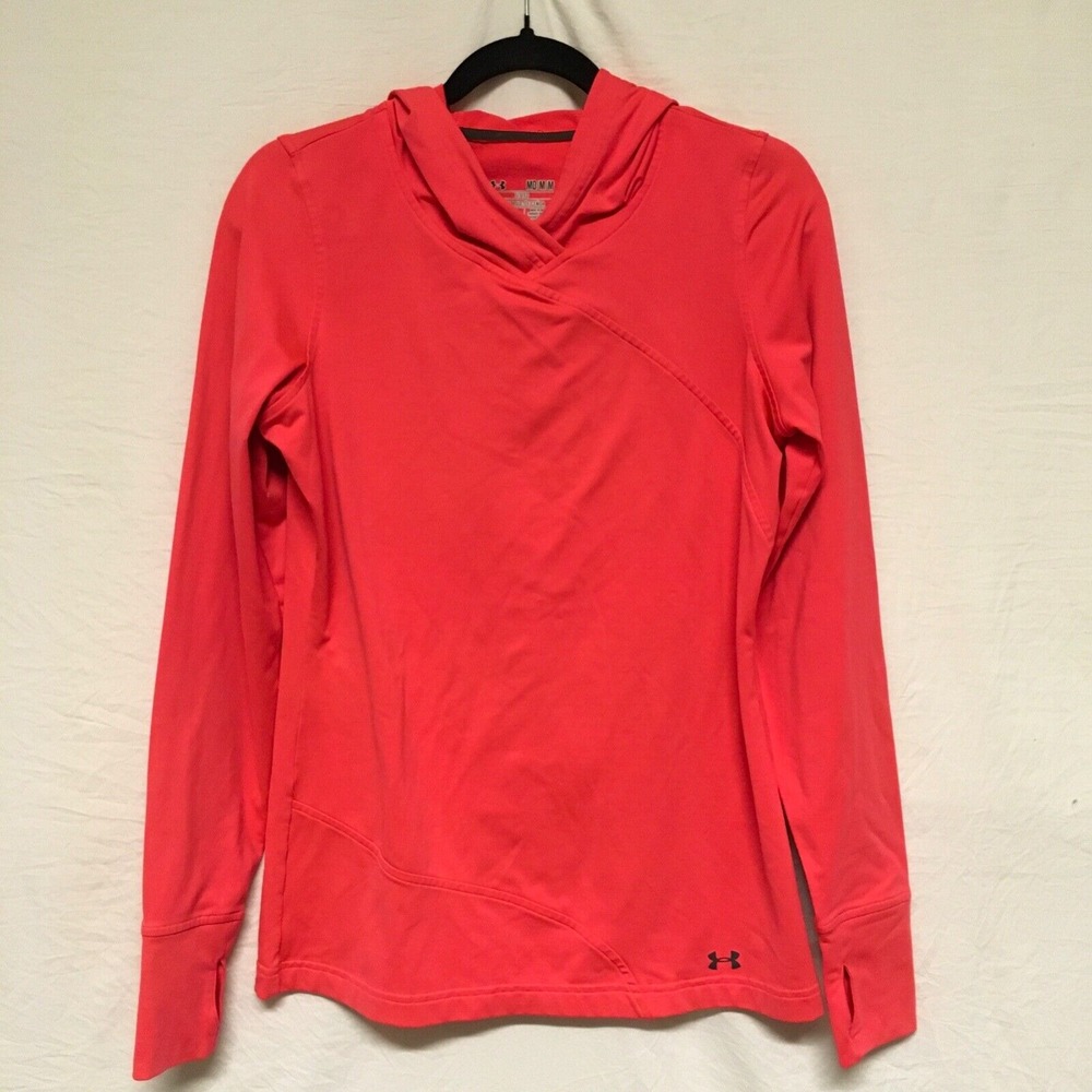 Under Armour Coldgear Infrared Hoodie Womens Fitted Medium‎ Orange Long Sleeve